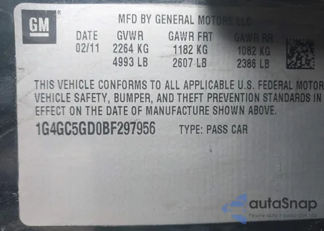 2011 Buick Lacrosse Cxl from USA, damaged, VIN 1G4GC5GD0BF297956